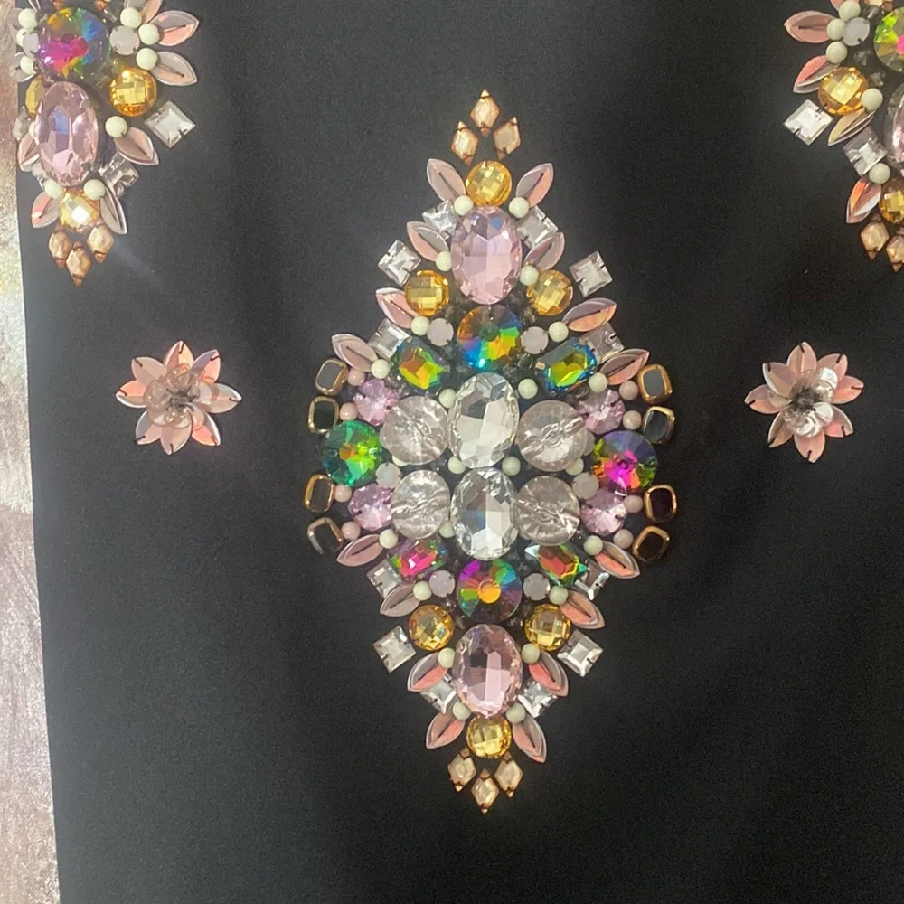 Nicole Miller Black Embellished Stone Dress - Picture 2 of 7